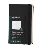 Moleskine 18 mesi - Agenda settimanale notebook - Pocket - Copertina rigida nera 2015-2016
