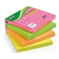 Blocchetto 100 notes adesivi riposizionabili mm 75x75 Memo Stick Neon (colori assortiti)