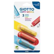 Confezione 3 gomme per cancellare Giotto Happy (colori assortiti)
