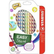 Astuccio 12 matite colorate ergonomiche per mancini Easy Start con temperino