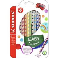 Astuccio 12 matite colorate ergonomiche per destrorsi Easy Start con temperino