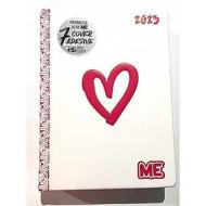 Diario agenda ME My Evolution 2022-2023 16 mesi. Bianco fucsia (simbolo cuore)