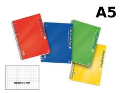 Blocco spiralato formato A5 quadretti 5 mm Apache (colori assortiti)