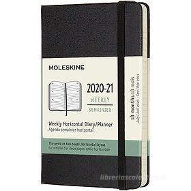 Moleskine 18 mesi - Agenda settimanale orizzontale nero - Pocket copertina rigida 2020-2021
