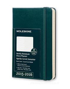 Moleskine 18 mesi - Agenda settimanale notebook - Pocket - Copertina rigida verde 2015 – 2016