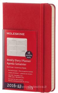 Moleskine 18 mesi - Agenda giornaliera rossa orizzontale – Pocket Copertina rigida 2016-2017
