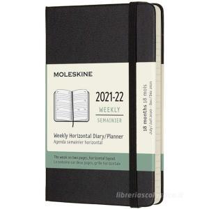 Moleskine 18 mesi - Agenda settimanale orizzontale nero - Pocket copertina rigida 2021-2022