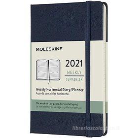 Moleskine 12 mesi - Agenda settimanale orizzontale blu zaffiro - Pocket copertina rigida 2021