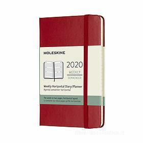 Moleskine 12 mesi - Agenda settimanale orizzontale rosso - Pocket copertina rigida 2020