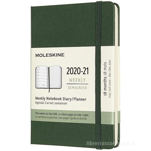 Moleskine 18 mesi - Agenda settimanale verde mirto - Pocket copertina rigida 2020-2021