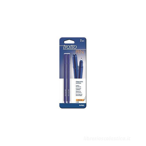 Confezione 2 penne Tratto Pen con punta media colore blu