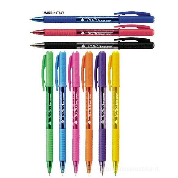 Confezione 9 penne a sfera colorate Tratto 1Uno Grip