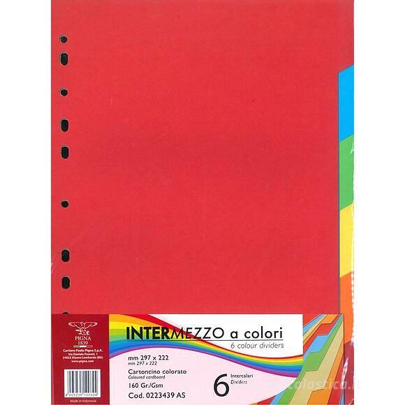Confezione 6 separatori colorati in cartoncino a perforazione universale formato A4