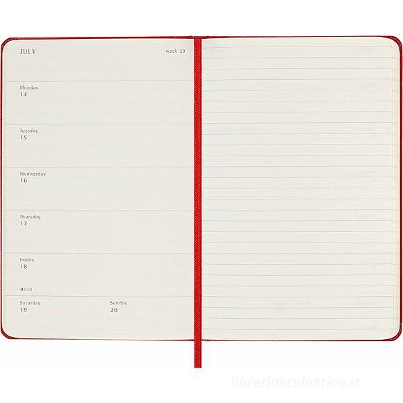 Moleskine 18 mesi - Agenda settimanale rosso scarlatto - Pocket copertina rigida 2024-2025