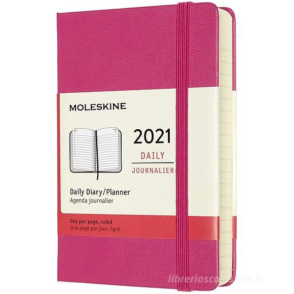 Moleskine 12 mesi - Agenda giornaliera rosa bouganvillea - Pocket copertina rigida 2021