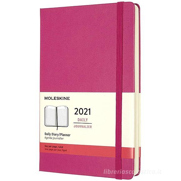 Moleskine 12 mesi - Agenda giornaliera rosa bouganvillea - Large copertina rigida 2021