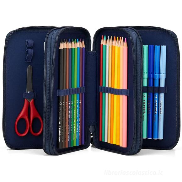 Astuccio Ergobag maxi set da 40 pz, matite colorate e pennarelli Lyra, scomparto per monete, righello, forbici ExBeardition