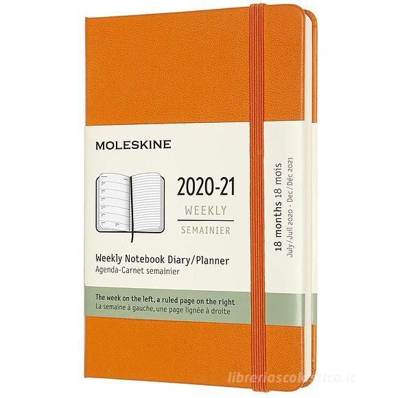 Moleskine 18 mesi - Agenda settimanale arancio cadmio - Pocket copertina rigida 2020-2021