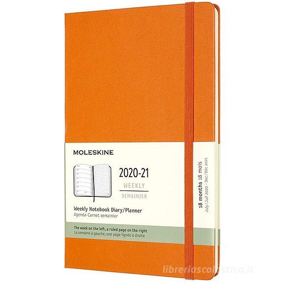Moleskine 18 mesi - Agenda settimanale arancio cadmio - Large copertina rigida 2020-2021