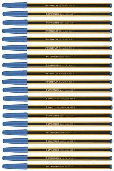 Confezione 20 penne a sfera a punta fine Noris Stick 434 blu