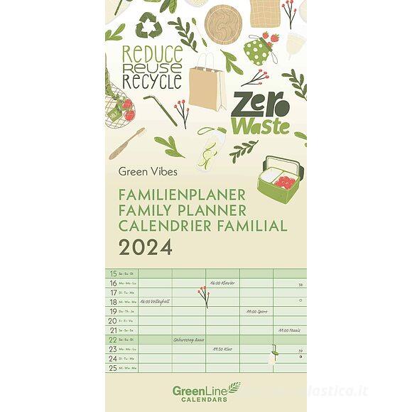 Calendario Family Planner 2024 GreenLine Green Vibes cm 22x45