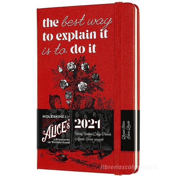 Moleskine 12 mesi - Agenda settimanale Limited Edition Alice in Wonderland rosso - Pocket copertina rigida 2021