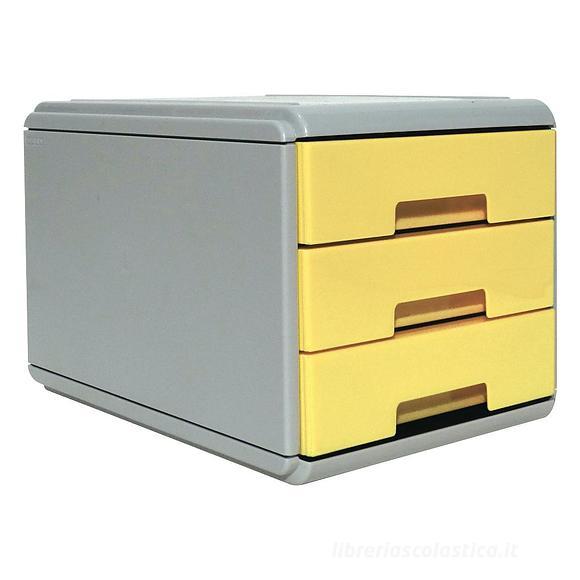 Cassettiera porta documenti 3 cassetti grigio giallo