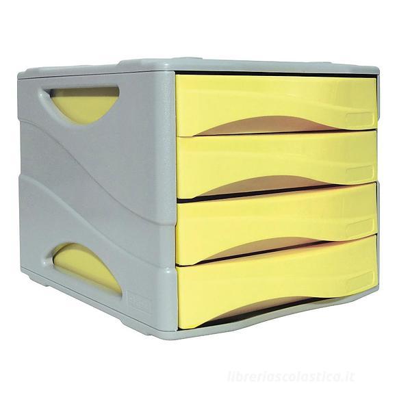 Cassettiera porta documenti 4 cassetti grigio giallo