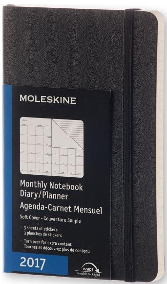 Moleskine 12 mesi - Agenda mensile nera - Pocket Copertina morbida 2017