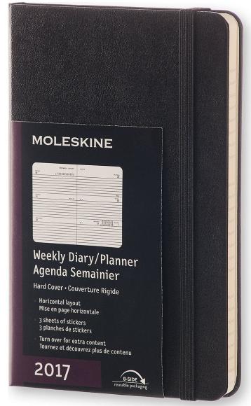 Moleskine 12 mesi - Agenda settimanale orizzontale nera – Pocket Copertina rigida 2017