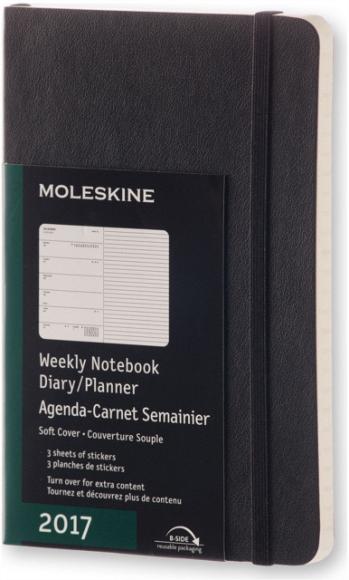 Moleskine 2017 12 mesi - Agenda settimanale nera - Pocket Copertina morbida