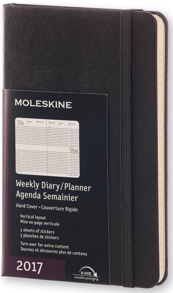 Moleskine 12 mesi - Agenda settimanale verticale nera – Pocket Copertina rigida 2017