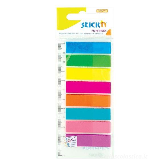 Confezione 25 stick adesivi segna pagina in 8 colori assortiti