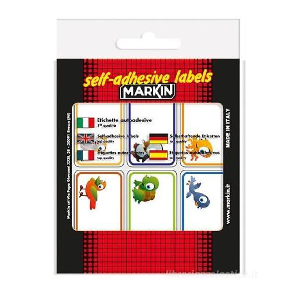 Confezione 10 fogli da 6 etichette autoadesive 70x37mm carta bianca decorata Markin
