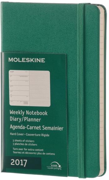 Moleskine 2017 12 mesi - Agenda settimanale verde - Pocket Copertina rigida