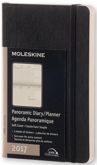 Moleskine 12 mesi - Agenda settimanale professional panoramic nera – Pocket Copertina morbida 2017