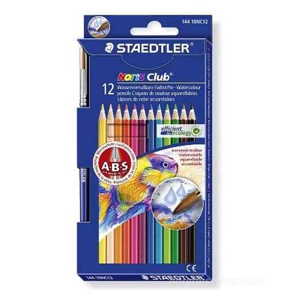Confezione 12 matite colorate acquerellabili e pennello Noris Club