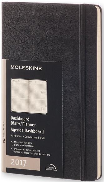 Moleskine 12 mesi - Agenda settimanale professional dashboard vertical nera – Large Copertina rigida 2017