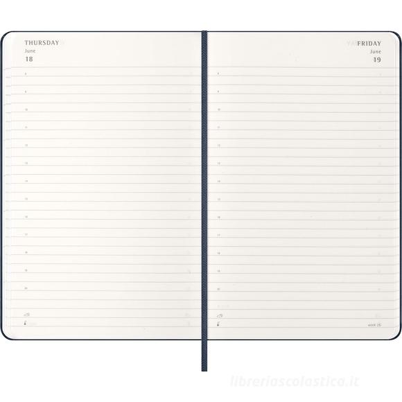 Moleskine 12 mesi - Agenda giornaliera blu zaffiro - Large copertina rigida 2026