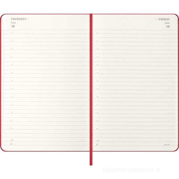 Moleskine 12 mesi - Agenda giornaliera rosso scarlatto - Large copertina rigida 2026
