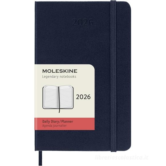 Moleskine 12 mesi - Agenda giornaliera blu zaffiro - Pocket copertina rigida 2026