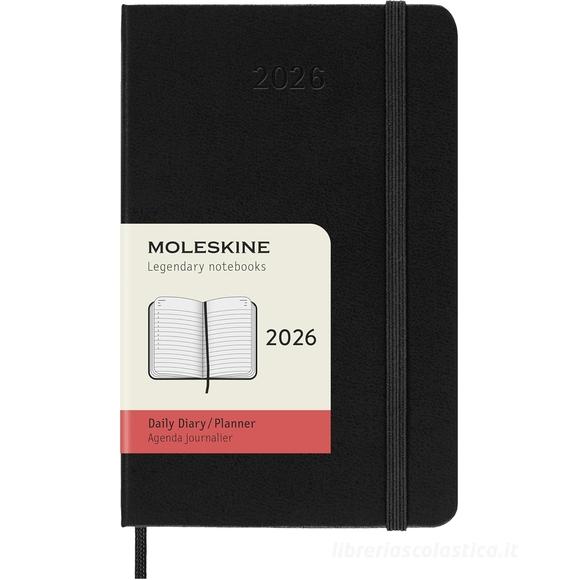 Moleskine 12 mesi - Agenda giornaliera nero - Pocket copertina rigida 2026