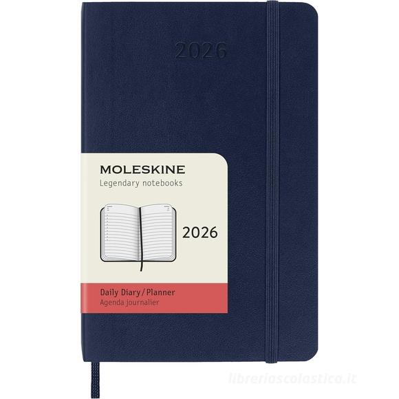 Moleskine 12 mesi - Agenda giornaliera blu zaffiro - Pocket copertina morbida 2026