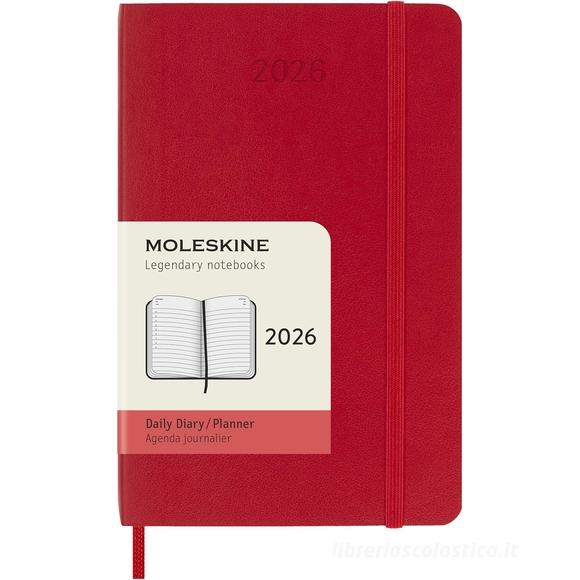Moleskine 12 mesi - Agenda giornaliera rosso scarlatto - Pocket copertina morbida 2026