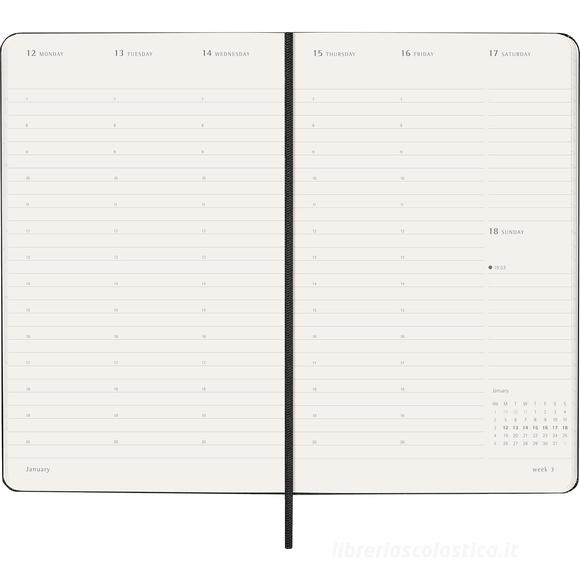 Moleskine 12 mesi - Agenda Pro settimanale verticale nero - Large copertina rigida 2026