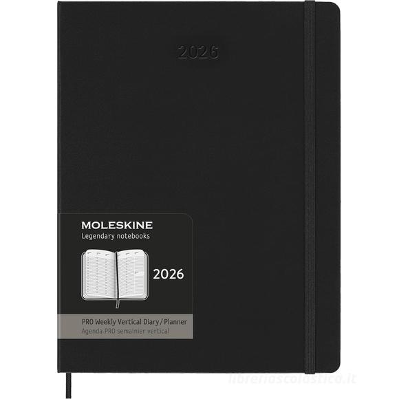 Moleskine 12 mesi - Agenda Pro settimanale verticale nero - Extra Large copertina rigida 2026