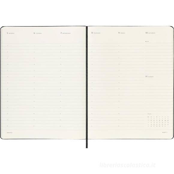 Moleskine 12 mesi - Agenda Pro settimanale verticale nero - Extra Large copertina rigida 2026