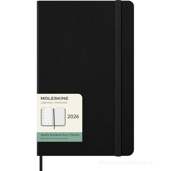 Moleskine 12 mesi - Agenda settimanale nero - Large copertina rigida 2026