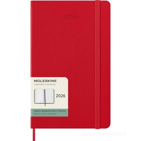 Moleskine 12 mesi - Agenda settimanale rosso scarlatto - Large copertina rigida 2026