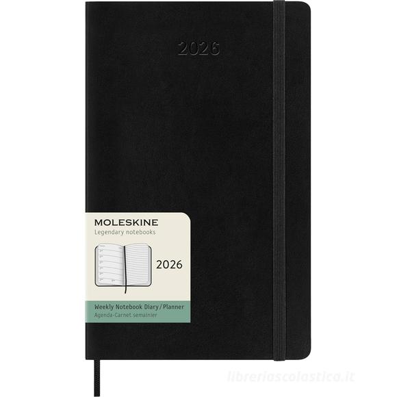 Moleskine 12 mesi - Agenda settimanale nero - Large copertina morbida 2026
